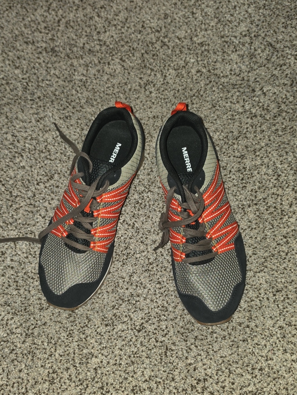 Merrell Grayish Brown and Orange Trail Running Shoes Mens 9